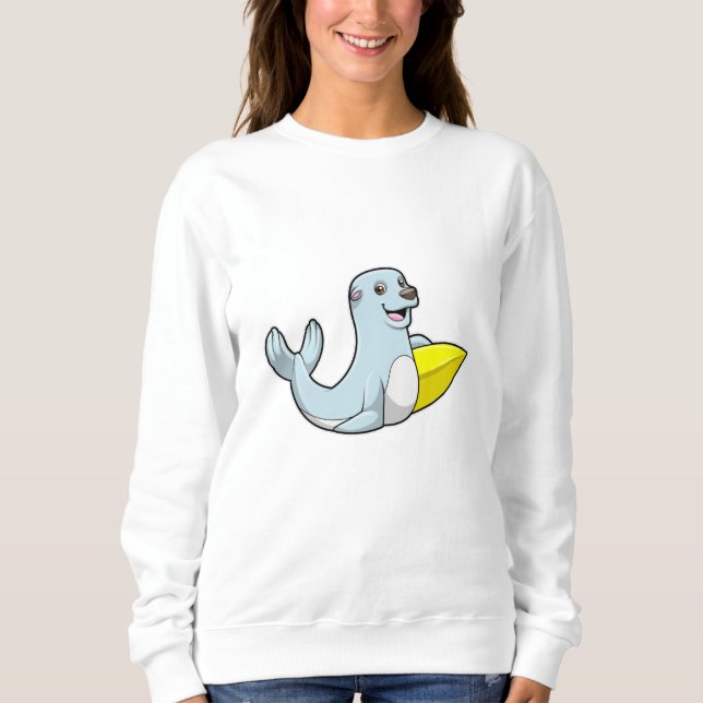 Sweatshirt Sceau au surf avec Surfboard (Devant)