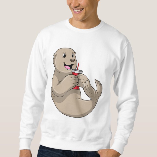 Sweatshirt Sceau avec Tasse avec Paille (Devant)