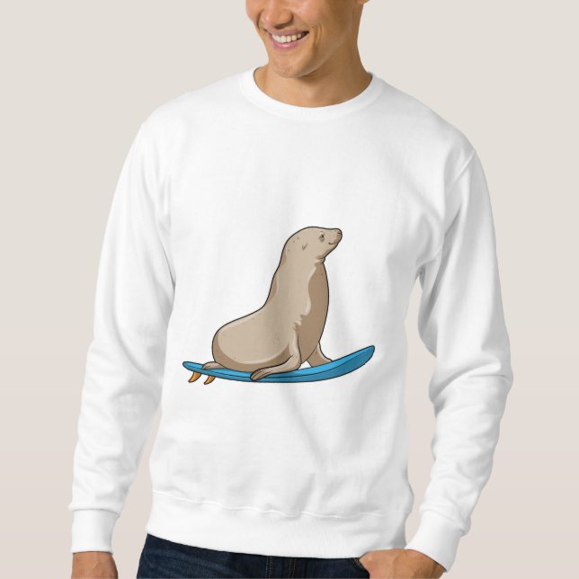 Sweatshirt Sceau comme surfeur avec Surfboard (Devant)