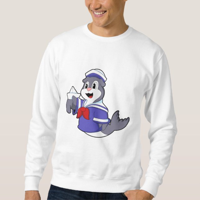 Sweatshirt Sceller comme marin avec bateau (Devant)