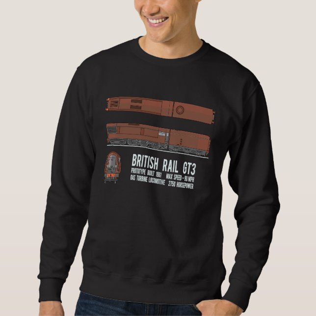 Sweatshirt Schéma de train de locomotive British Rail GT3 (Devant)