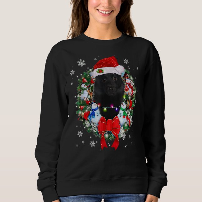 Sweatshirt Schipperke Décoration de couronne de Noël Jeu de N (Devant)