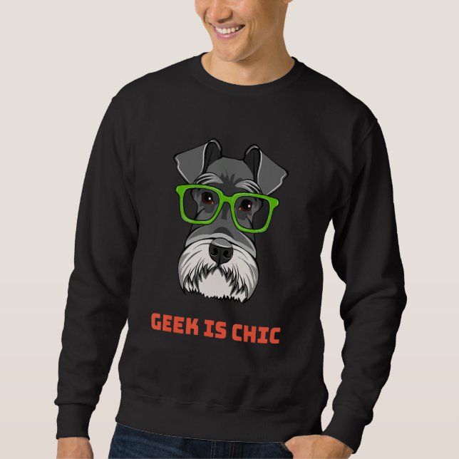 Sweatshirt Schnauzer Dog Geek Portrait Smart Glasses Dog Nerd (Devant)