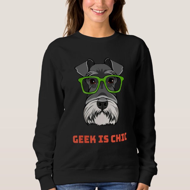 Sweatshirt Schnauzer Dog Geek Portrait Smart Glasses Dog Nerd (Devant)