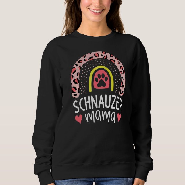 Sweatshirt Schnauzer Mama Arc-en-ciel Leopard Rose Chien Mama (Devant)