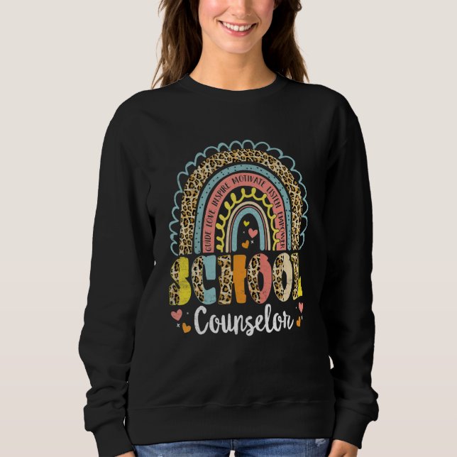 Sweatshirt School Counselor Rainbow Leopard School Counseling (Devant)