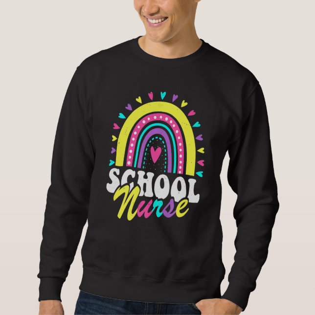 Sweatshirt School Nurse Rainbow Back To School Women Cute Nur (Devant)