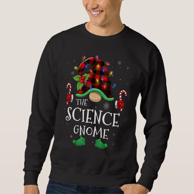 Sweatshirt Science Gnome Buffalo Plaid Matching Family Christ (Devant)
