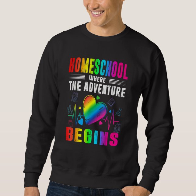 Sweatshirt Scolarité à domicile où l'aventure commence Retour (Devant)