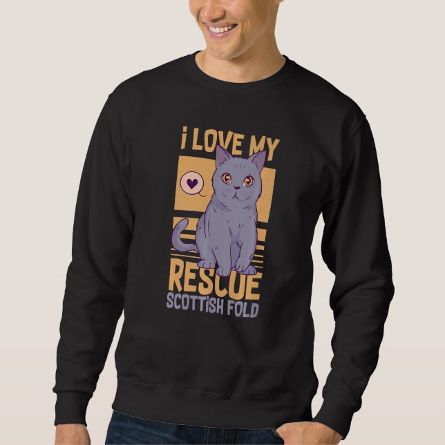 Sweatshirt Scottish Fold Cat Longhair Highland Kitten Owner   (Devant)