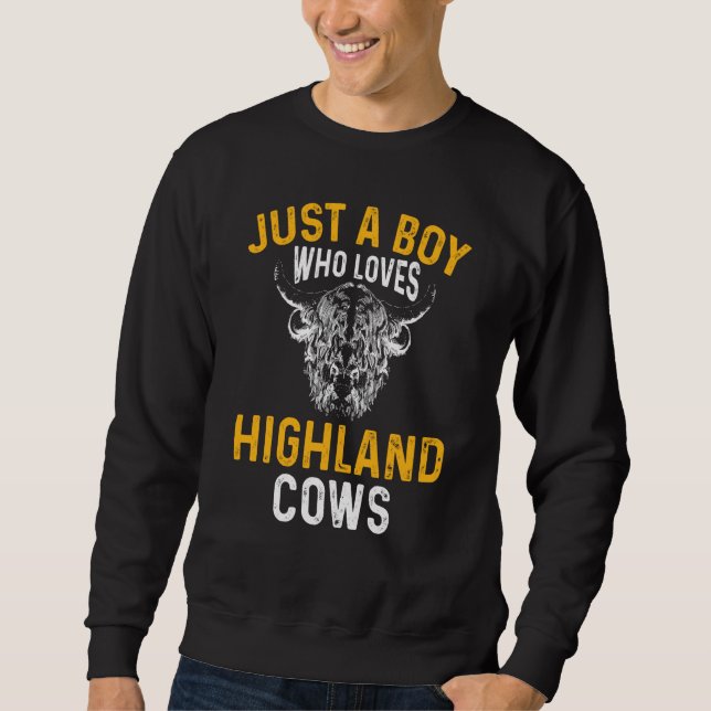 Sweatshirt Scottish Kids Just A Boy Who Loves Highland Cows (Devant)