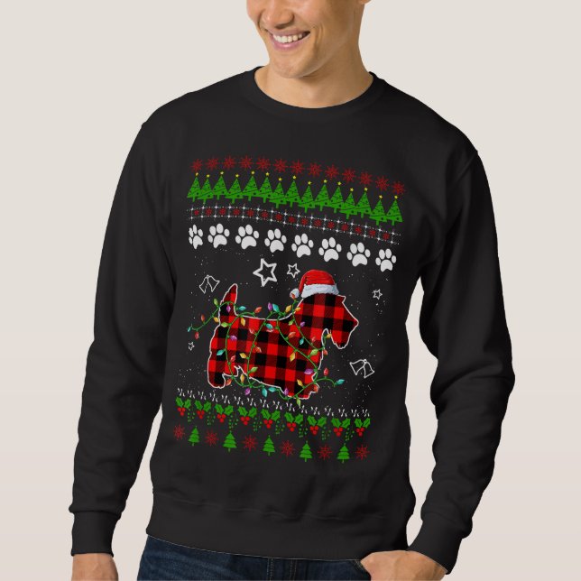 Sweatshirt Scottish Terrier Dog Funny Xmas Ugly Sweater Chris (Devant)