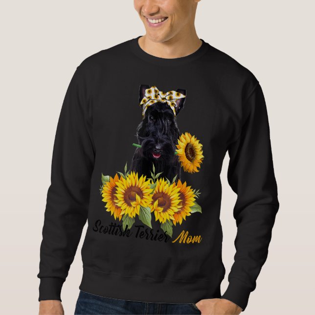 Sweatshirt Scottish Terrier Maman Sunflower Summer Chien Mama (Devant)