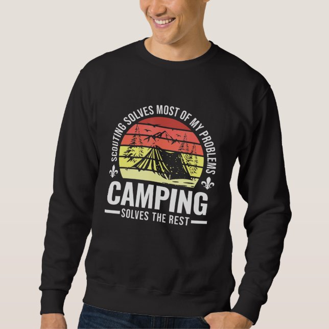 Sweatshirt Scouting Camping Résoudre Mes Problèmes Scouting (Devant)