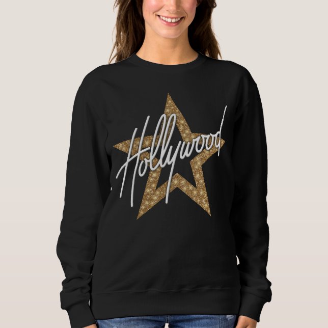 Sweatshirt Script à main blanche hollywoodien avec étoile (Devant)
