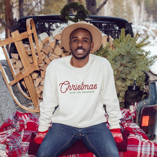 Sweatshirt Script minimaliste moderne Nom de famille de Noël (Créateur téléchargé)