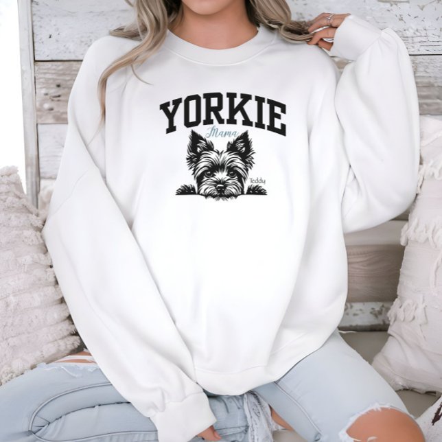 Sweatshirt Script Style Varsity College Yorkie Mama (Créateur téléchargé)