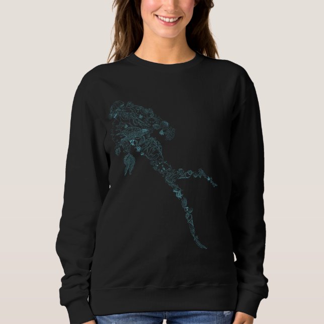 Sweatshirt  Scuba diver silhouette in blue marine life design (Devant)