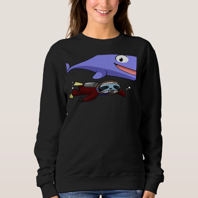 Sweatshirt Scuba Diving Snorkeling Sloth Lazy Tired Dive Slee (Devant)
