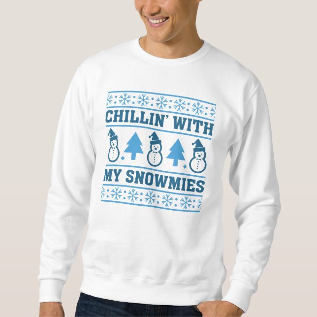 Sweatshirt Se détendre avec mes bonhommes de neige (Devant)