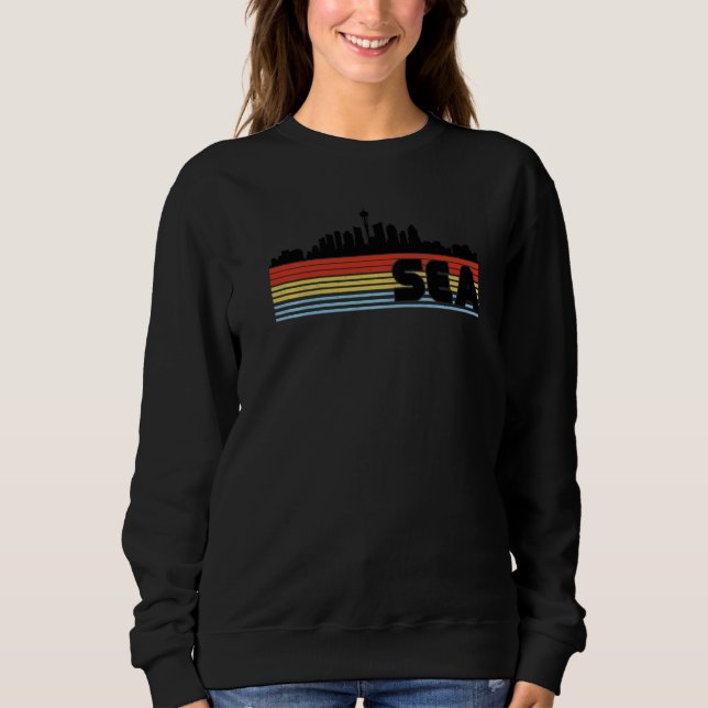 Sweatshirt SEA Seattle Retro Rainbow Stried City (Devant)