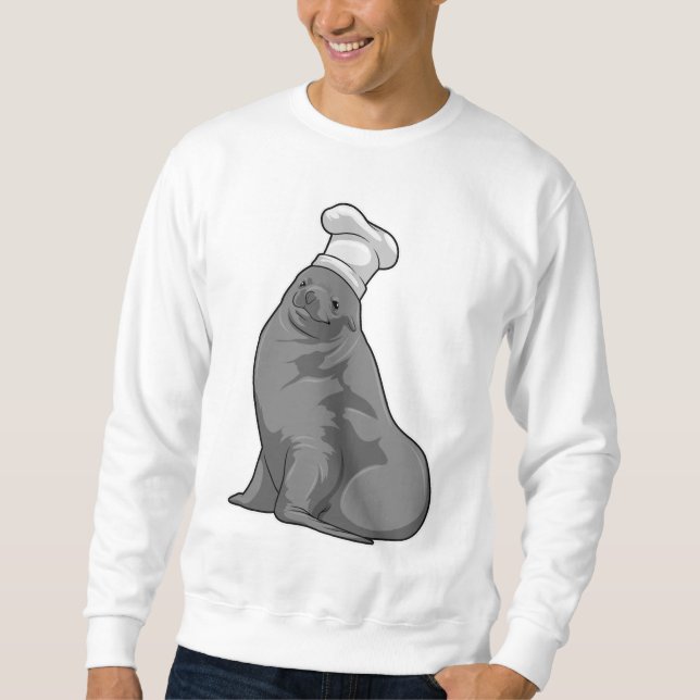 Sweatshirt Seal as Cook with Chef casquette (Devant)