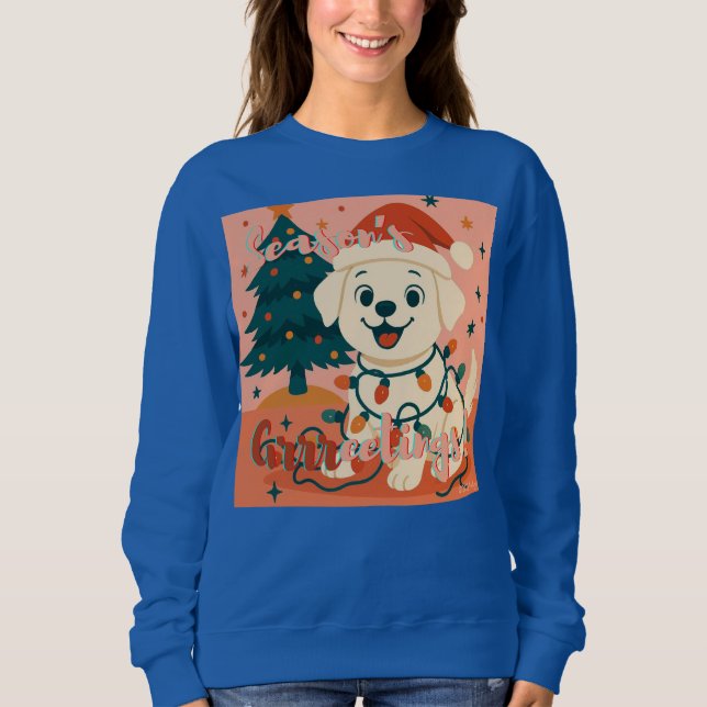 Sweatshirt Season's Grrreetings! Funny Santa Dog (Devant)