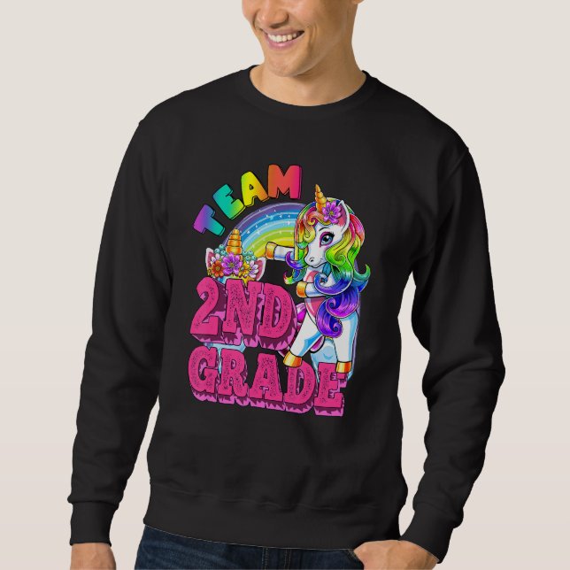 Sweatshirt Second Grade Dabbing Unicorn Teacher Team 2nd Grad (Devant)