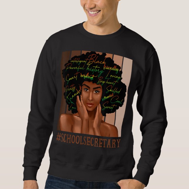 Sweatshirt Secrétaire d'école Femmes africaines Messy Bun Bla (Devant)