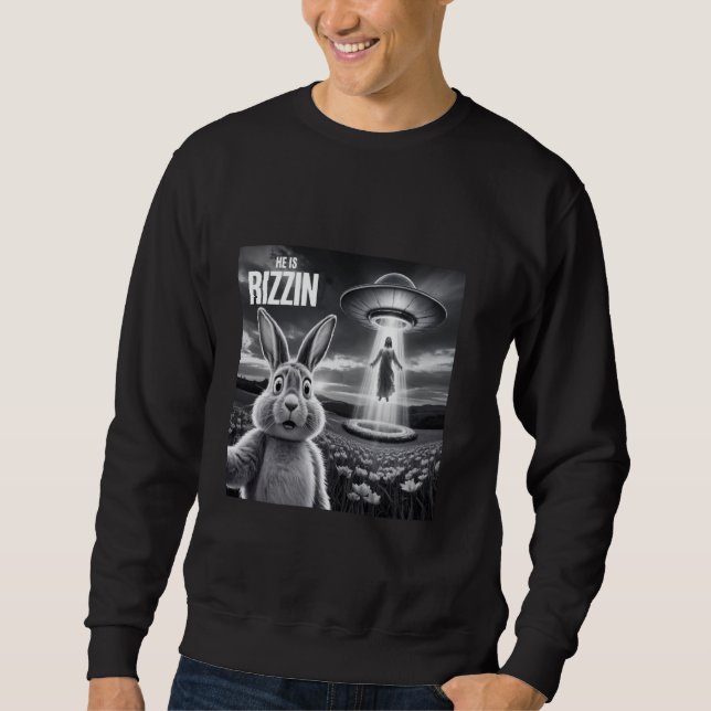 Sweatshirt Selfie Bunny Pâques Il Rizzin Funny Espace Jésus (Devant)
