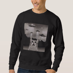 Sweatshirt Selfie de chat amusant avec des ovnis