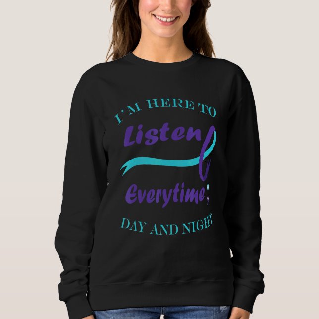 Sweatshirt Semicolon Turquoise Purple Ribbon Prévention du su (Devant)