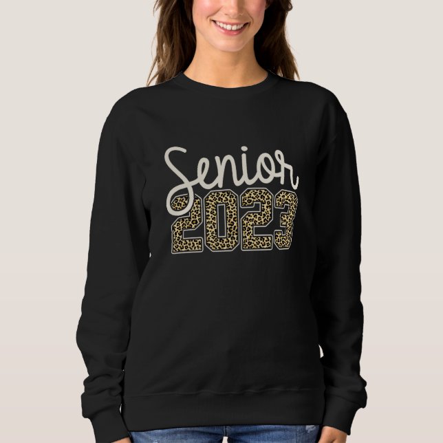 Sweatshirt Senior 2023 Imprimé Léopard Femmes Filles (Devant)