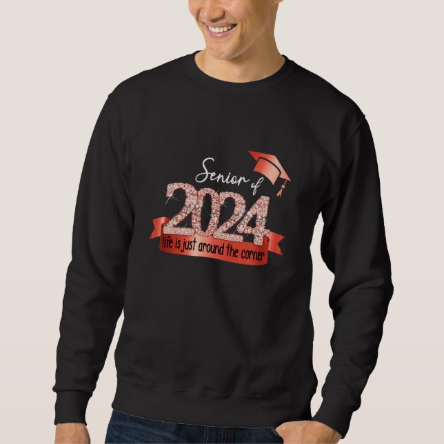 Sweatshirt Senior 2024 I Motivational Quote Red Black Party O (Devant)