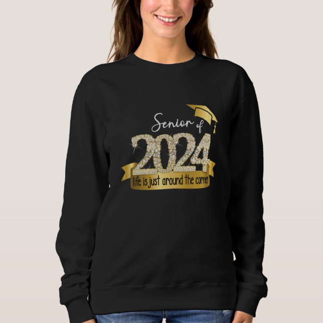 Sweatshirt Senior 2024 I Motivational Quote Yellow Black Part (Devant)