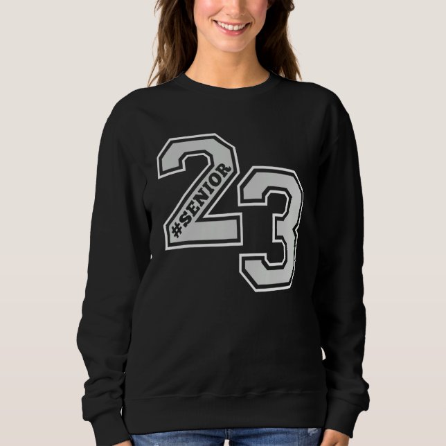 SWEATSHIRT SENIOR 23 SENIOR 2023 RETRO WHITE & GRAY GRAD SWAG (Devant)