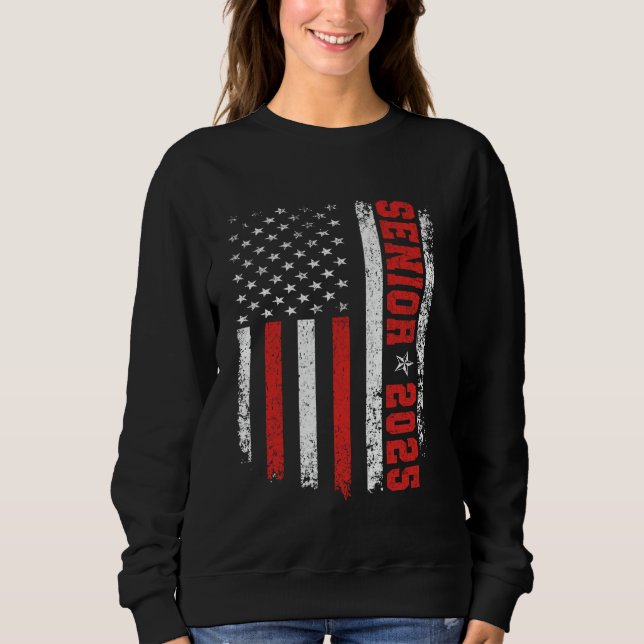 Sweatshirt Senior Year 2025 American Flag USA Graduation Clas (Devant)