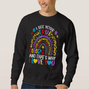 Sweatshirt Sensibilisation sur l'autisme Arc-en-ciel Je vois