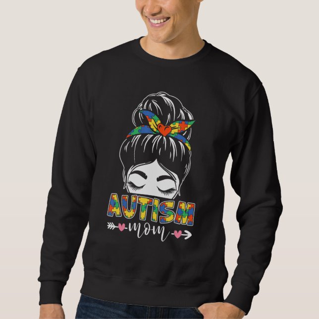 Sweatshirt Sensibilisation sur l'autisme Autisme Maman Messy  (Devant)
