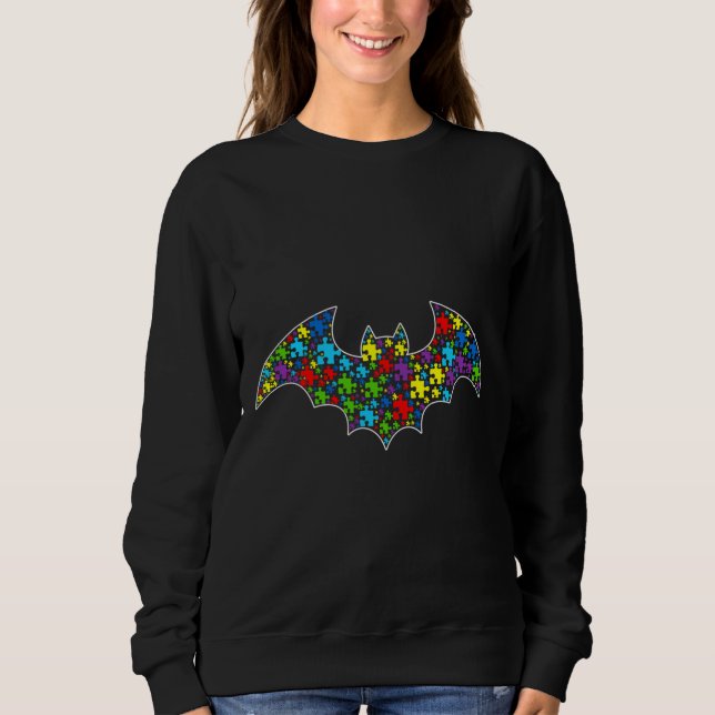 Sweatshirt Sensibilisation sur l'autisme Cute Bat Puzzle Pièc (Devant)