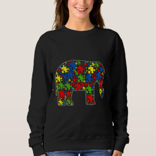 Sweatshirt Sensibilisation sur l'autisme Cute Elephant Puzzle