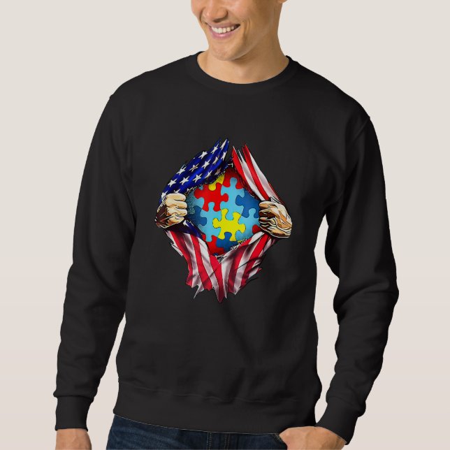 Sweatshirt Sensibilisation sur l'autisme Distressed American  (Devant)
