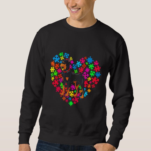 Sweatshirt Sensibilisation sur l'autisme Doberman Chien Maman (Devant)