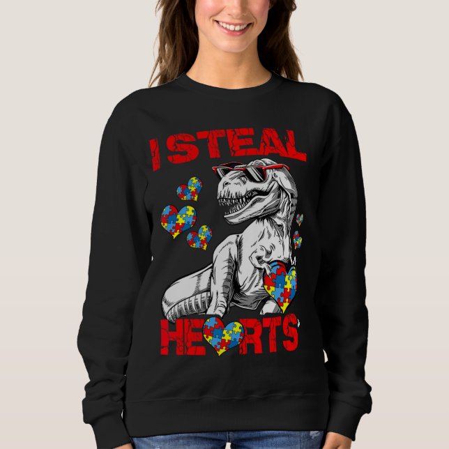 Sweatshirt Sensibilisation sur l'autisme Enfants Dinosaur Rex (Devant)