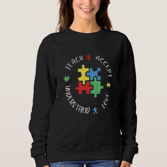 Sweatshirt Sensibilisation sur l'autisme Enseignant Accepter  (Devant)
