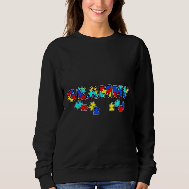 Sweatshirt Sensibilisation sur l'autisme Grammy Puzzle (Devant)