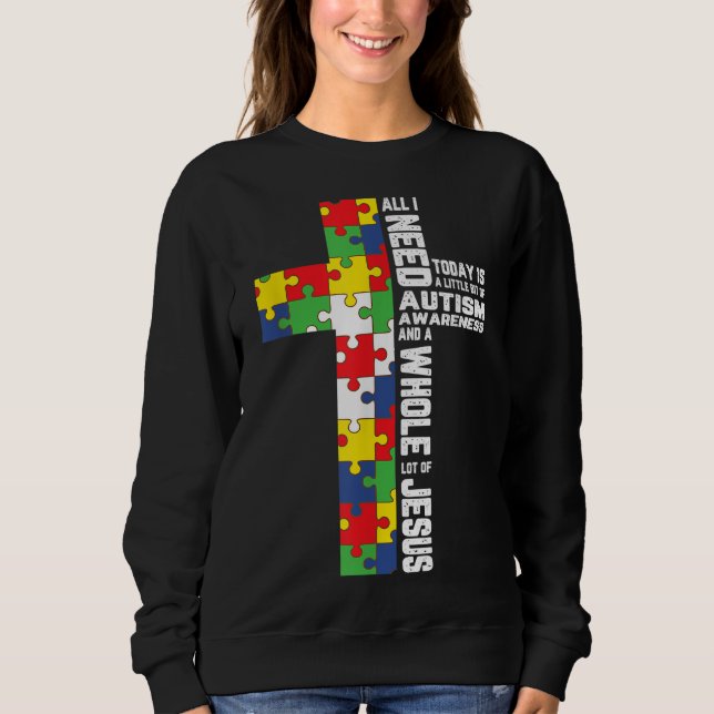 Sweatshirt Sensibilisation sur l'autisme Jésus Croix Puzzle C (Devant)