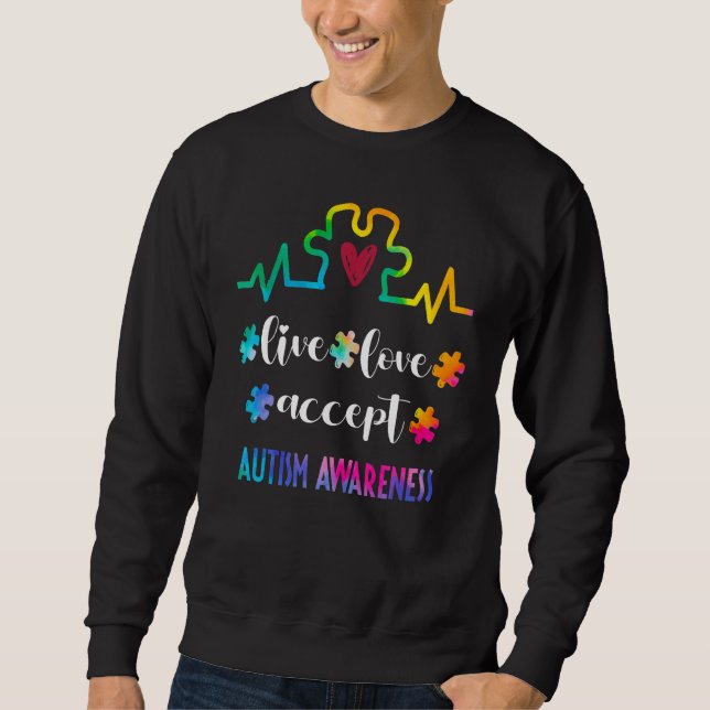 Sweatshirt Sensibilisation sur l'autisme Live Love Accepter L (Devant)