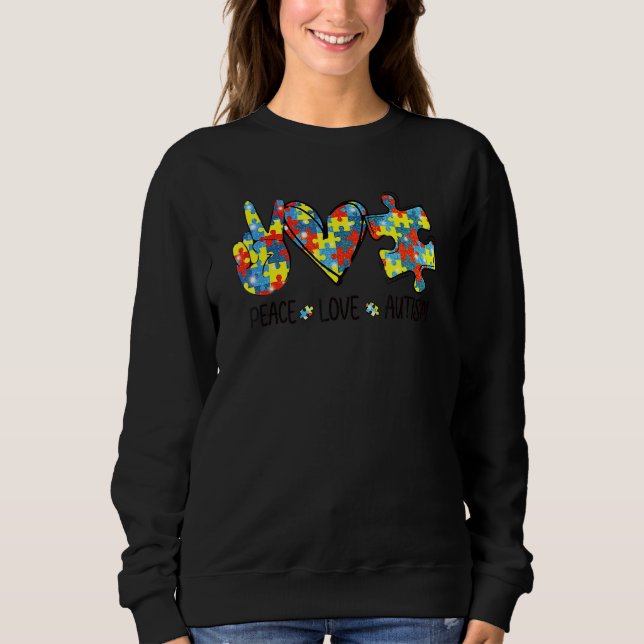 Sweatshirt Sensibilisation sur l'autisme magnifique Peace Lov (Devant)