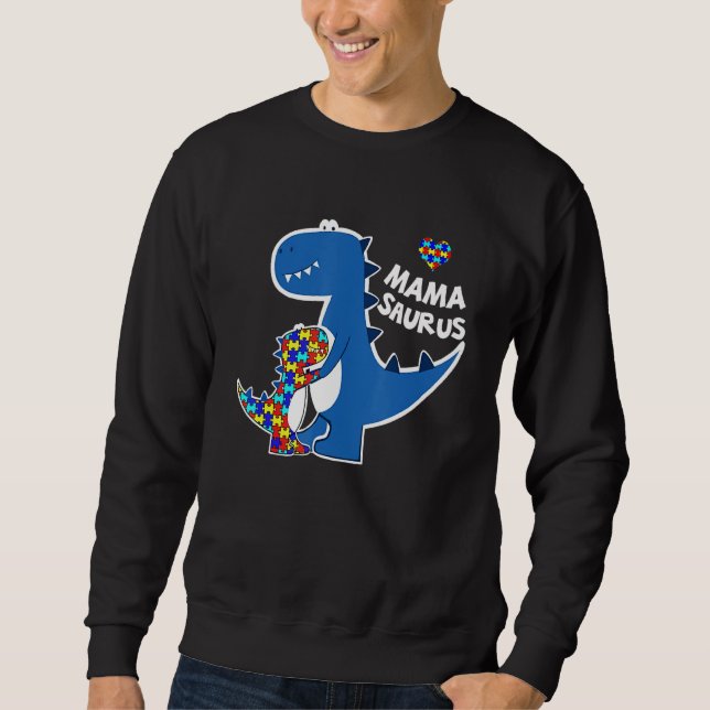 Sweatshirt Sensibilisation sur l'autisme Mama Saurus Dinosaur (Devant)